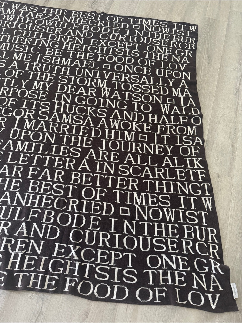 Barnes & Noble Throw Blanket Literary Quotes Classic Books 50”x 60” Brown/Ivory - Picture 4 of 8